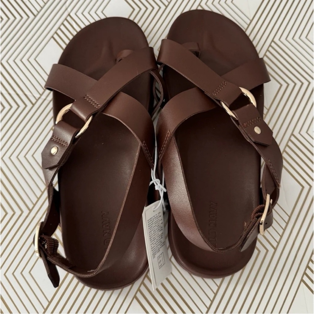 Old Navy Women's Brown Criss-Cross Slippers